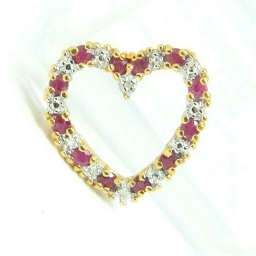 Roman Signed Pink Spinel Diamond Chip Heart.925